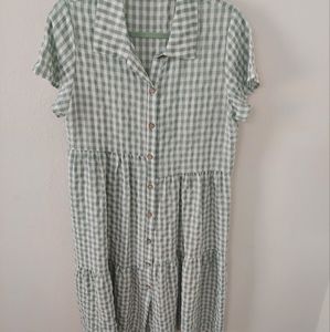 Green and white checkered dress, size M.